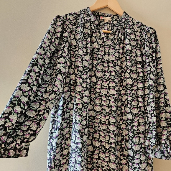 Rebecca Taylor Women's Button Down Floral Print Quarter Sleeve Midi Dress Size S - Picture 8 of 16